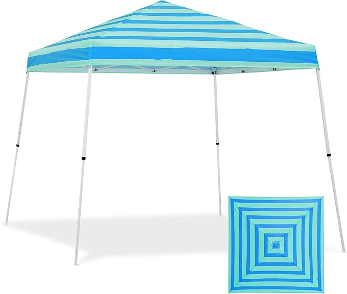 EAGLE PEAK 10x10 Slant Leg Pop-up Canopy Tent Easy One Person Setup Instant Outdoor Beach Canopy