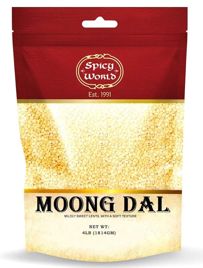 Spicy World Indian Moong Dal - 4 lbs | Premium Split Dry Beans | 100% Natural & Pure | Versatile &