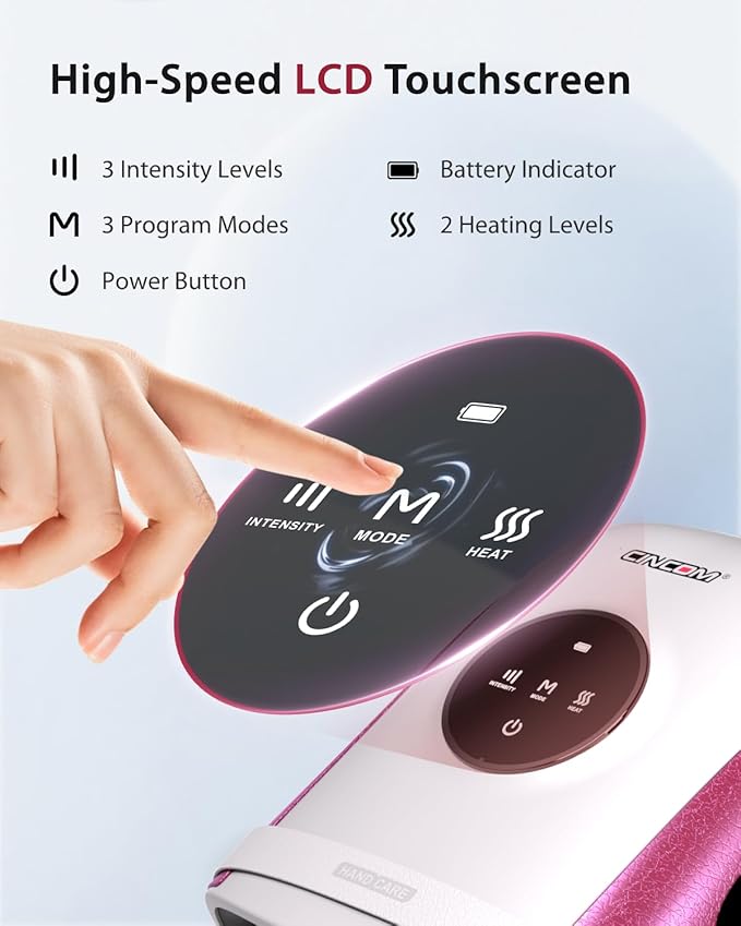 CINCOM Hand Massager with Heat and Compression, Finger and Palm Massage Machine for Pain Relief