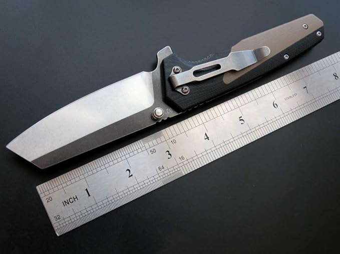 Eafengrow EF68 Folding Knife D2 Blade and G10 Handle with Clip Ball Bearing Pivot Pocket Knife