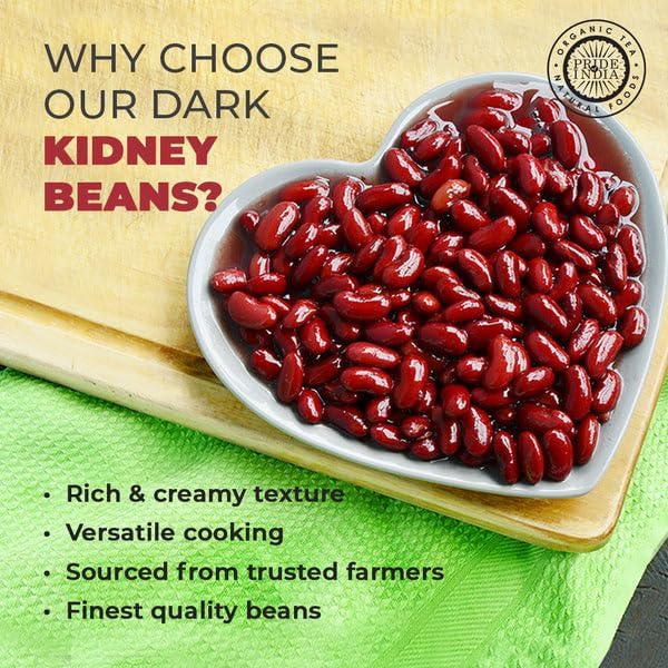 Pride Of India - PACK of 6 - Indian Whole Dark Kidney Beans - Protein & Fiber Rich Rajma, 1.5 Pound