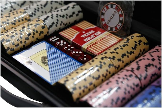 THUNDERBAY 13.5 Gram 300 Clay Composite Poker Chips Set with Aluminum Case, Two Decks of Playing