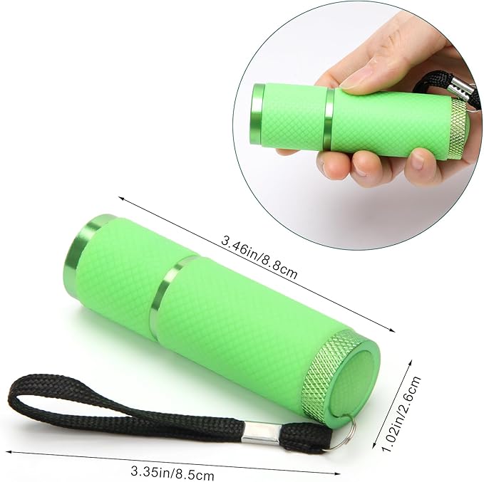 AHIER 9 LED Glow in Dark Flashlights, Rubber Coated Small Flashlights with Straps, Portable Handy