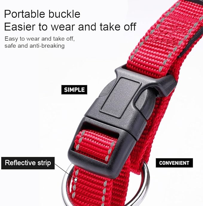 Custom Reflective Dog Collars with Embroidered Name and Phone Number, Soft Neoprene Padded