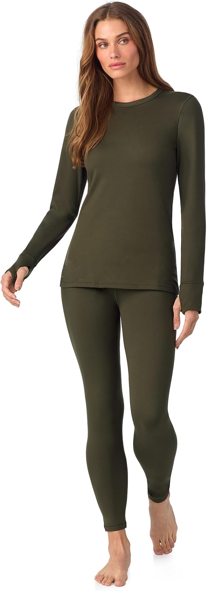 Cuddl Duds Womens Fleece Lined Thermal Base Layer Set – Long Sleeve Shirt & Leggings for Cold