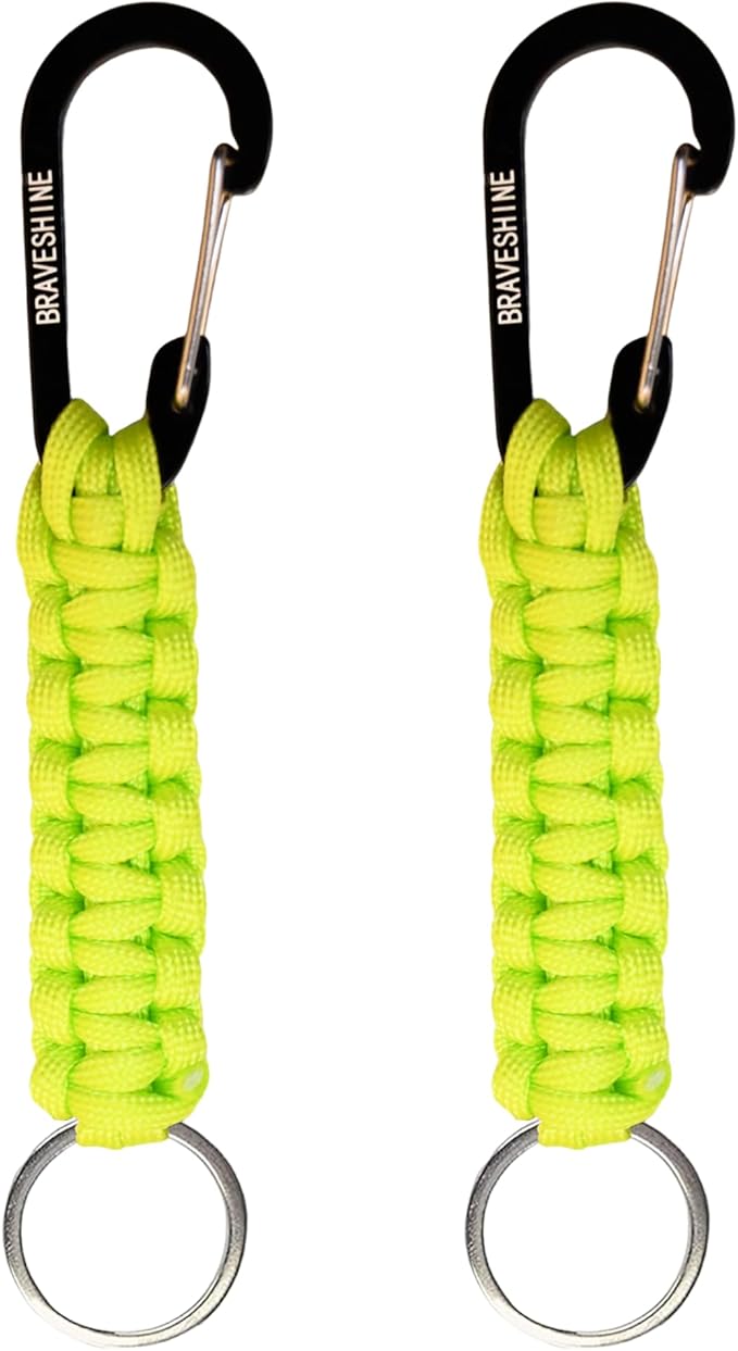 BRAVESHINE Paracord Keychain Carabiner Clip, D Ring Lanyard Hanger Stroller Hook for Water Bottle