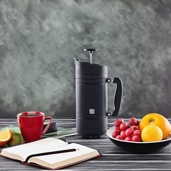 BruTrek BaseCamp Coffee Press - Double Wall Insulated Stainless Steel - Bru-Stop Technology, No