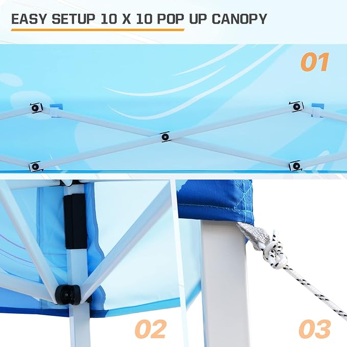 EAGLE PEAK 10x10 Slant Leg Pop-up Canopy Tent Easy One Person Setup Instant Outdoor Beach Canopy