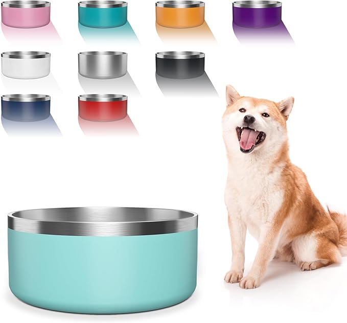 Dog Bowl, Stainless Steel Dog Food and Water Bowl with Non Slip Quiet Bottom, Easy to Clean