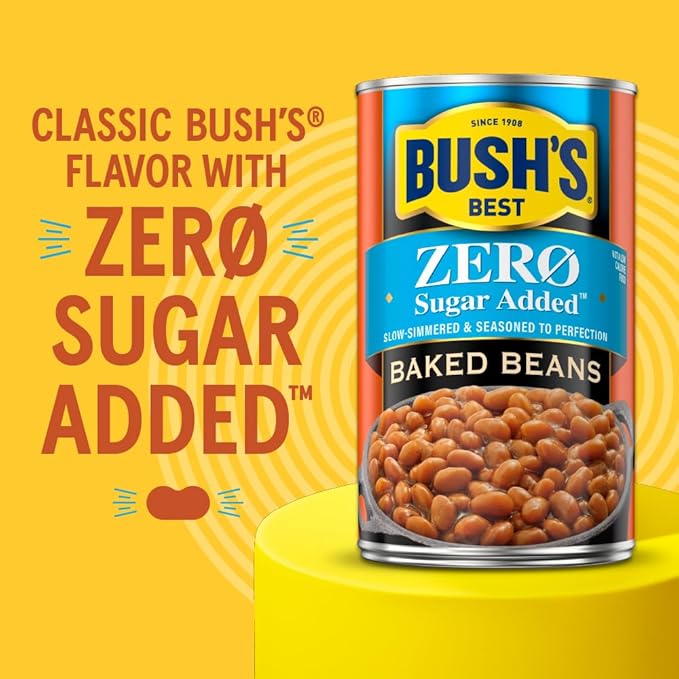 BUSH'S BEST 8.1 oz Canned Zero Sugar Added Baked Beans, Source of Plant Based Protein and Fiber