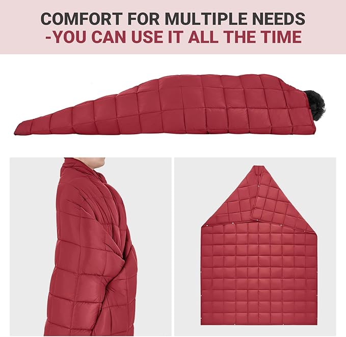 KingCamp Ultralight Camping Blanket, Packable Down Alternative Puffy Wearable Blankets Weatherproof