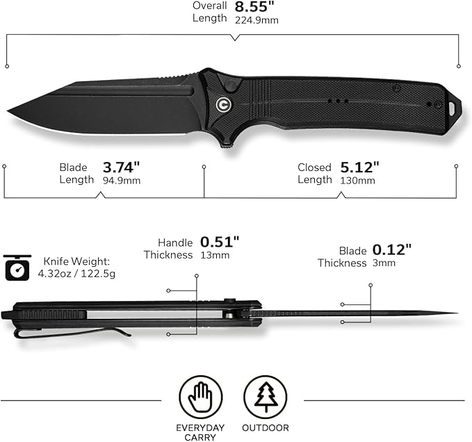 CIVIVI Neurohaptic Pocket Knife for EDC, Folding Knife with 3.74'' Nitro-V Blade G10 Handle
