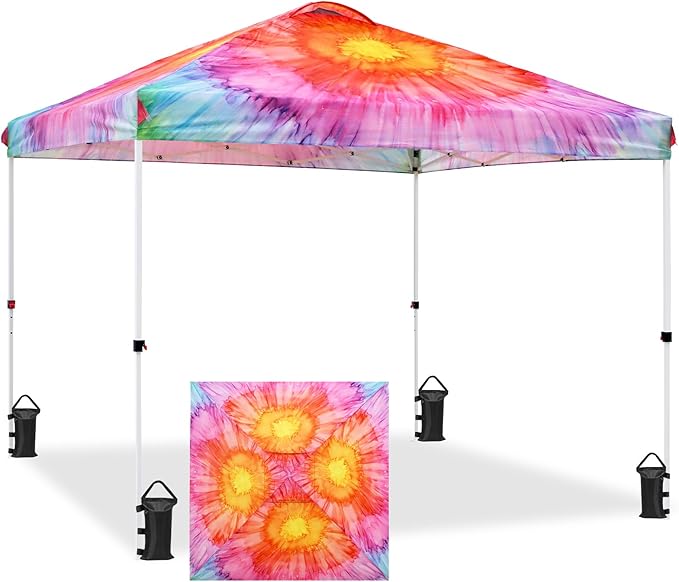 EAGLE PEAK Pop Up Canopy Tent with Wheeled Carry Bag, 8 Stakes, 4 Ropes, 4 Weight Bags, Easy Set Up