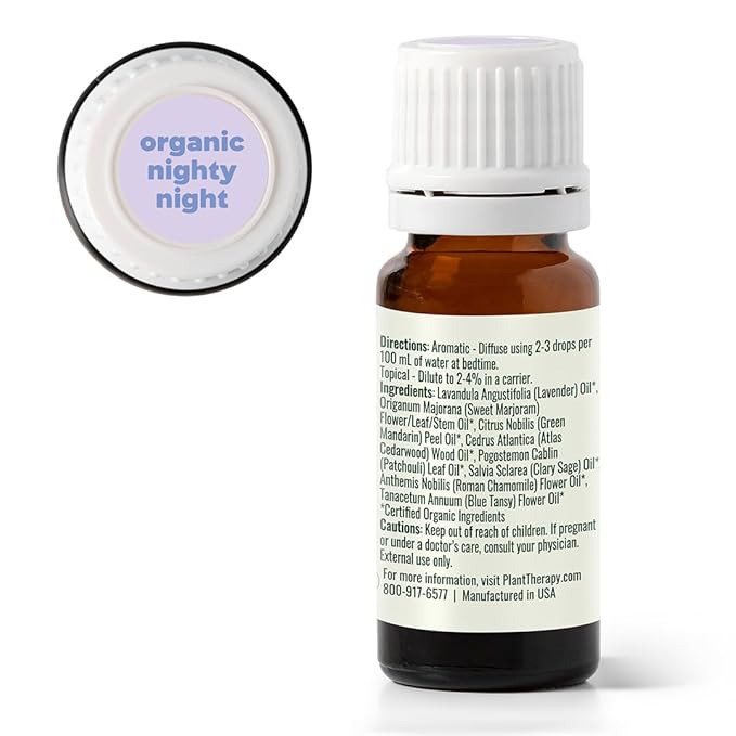 Plant Therapy KidSafe Organic Nighty Night Essential Oil Blend for Sleep 10 mL (1/3 oz) 100% Pure