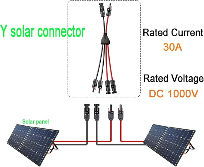 Solar Y Connector,Solar Y Branch Parallel Cable 2 to 4 Male Female Solar Connector Adapter,10AWG