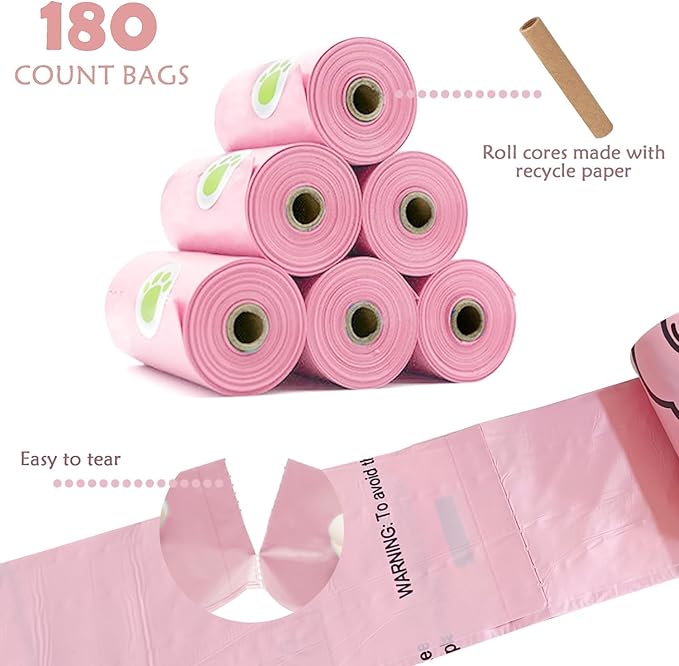 Dog Poop Bags Holder with LED Flashlight|Pet Waste Bags Dispenser for Leash|Doggie Potty Bags