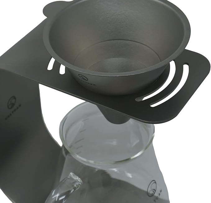 Valtcan Titanium Pour Over Coffee Maker Set – Reusable Metal Filter, Cone Dripper, Mug Stand