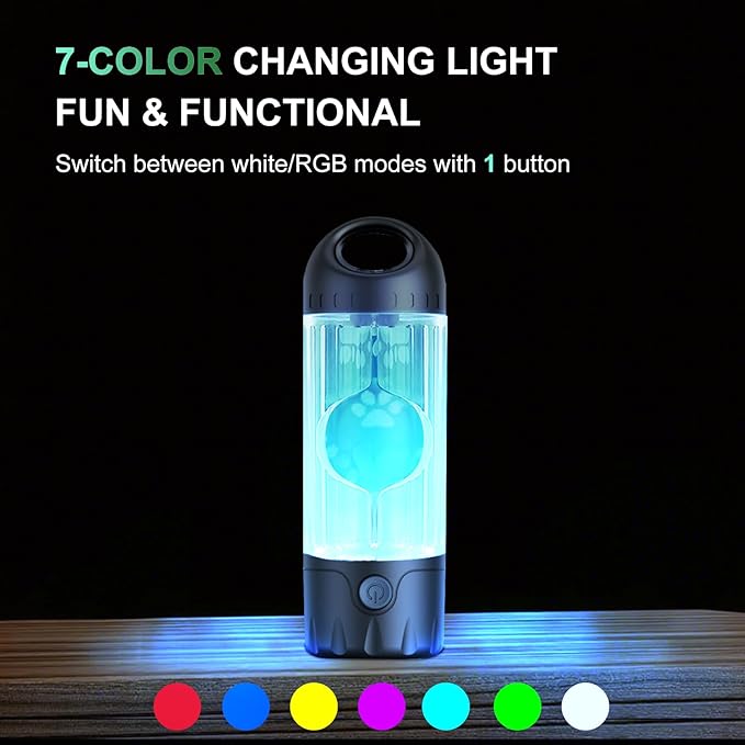 3-in-1 Dog Poop Bag Holder with Flashlight 7-Color, USB-C Rechargeable doggie bag holder for leash