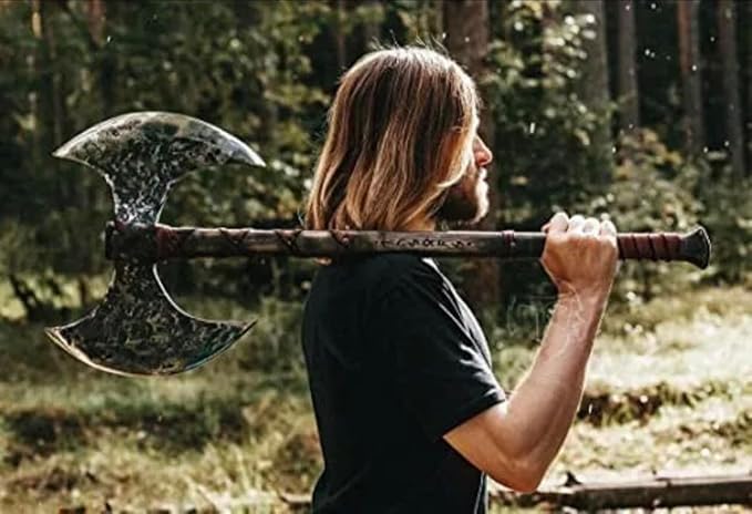 SHINY CRAFTS | 40" Handmade Double Head Berserker Axe, Large Norse Axe, Hand Forged Steel