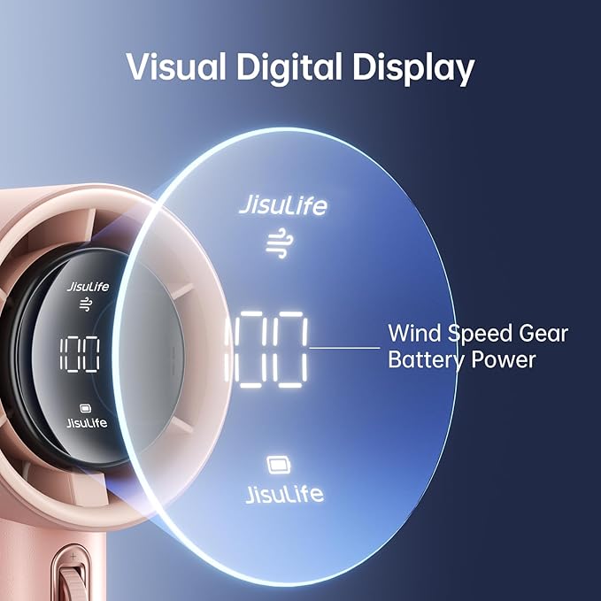 JISULIFE Portable Handheld Fan, Speed(1-100) Adjustable Turbo Mini and 3600mAh Battery Rechargeable