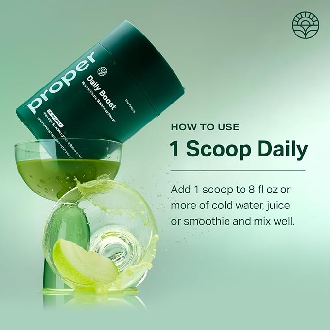 Proper, The Greens Daily Boost Organic Greens Powder. Whole Food, Apple Flavour Veggie Powder
