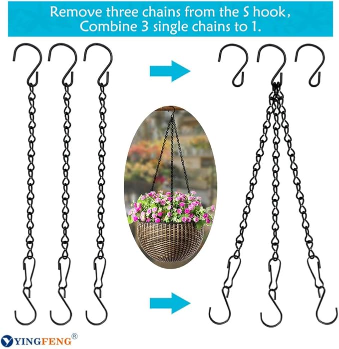 YINGFENG 10 Pack 9.5 Inch Black Hanging Chains, Garden Plant Hangers for Hanging Bird Feeders