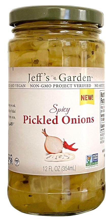 Jeff's Garden Pickled Onion Pack, Pickled Red Onion & Spicy Pickled Onion | Gluten Free | 12 Fluid