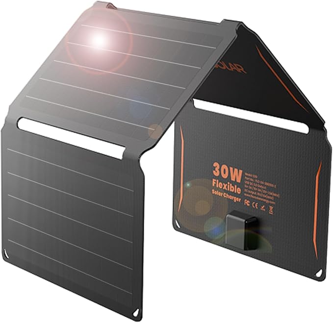 FlexSolar 30W Portable Solar Panel Chargers QC3.0 18W USB-A USB-C Output Foldable Small Power