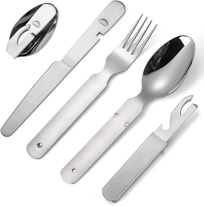 Portable Flatware Silvery Silverware Camping Stainless Steel Cutlery Set Outdoor Travel Knife Fork