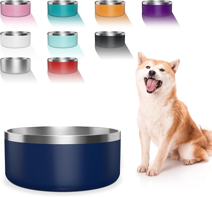 Dog Bowl, Stainless Steel Dog Food and Water Bowl with Non Slip Quiet Bottom, Easy to Clean