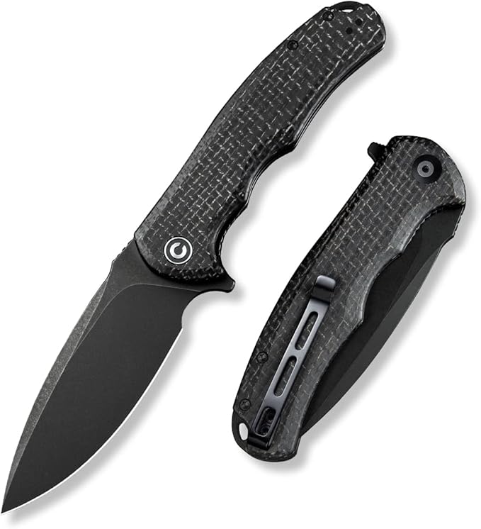 CIVIVI Folding Pocket Knife- Praxis Flipper Liner Lock Knife, 3.75" Black Stonewashed Blade with