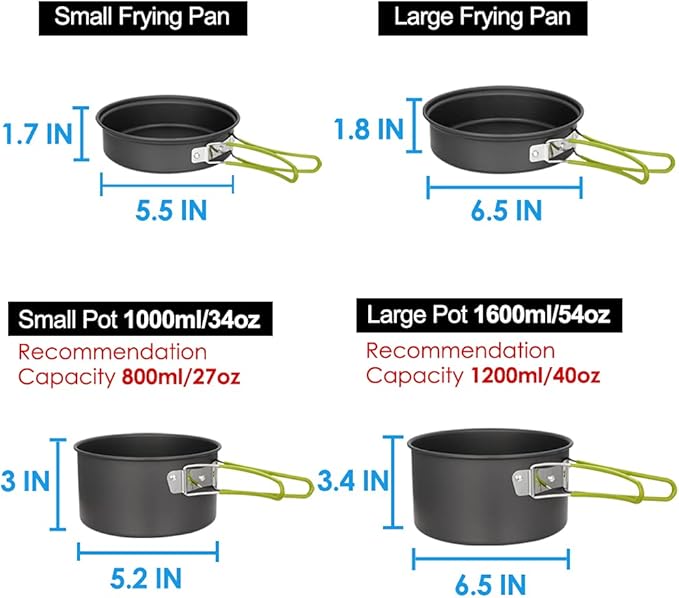 Gutsdoor Camping Cookware Set Camping Gear Campfire Utensils Non-Stick Cooking Equipment