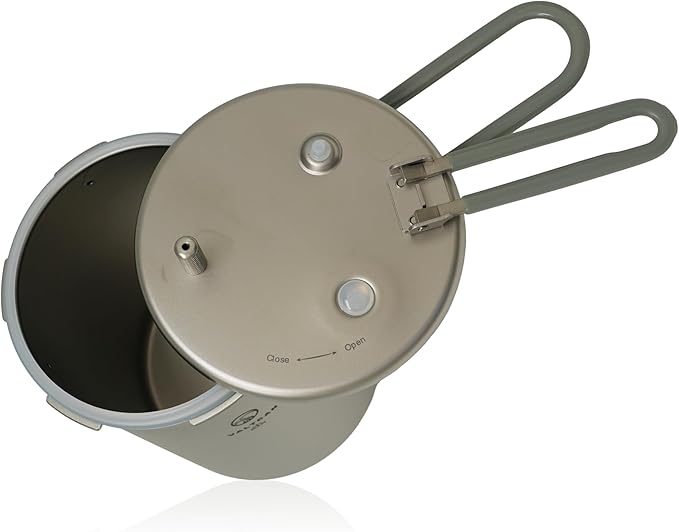 Valtcan 1800ml Titanium Pressure Rice Cooker Pot with Locking Lid | Lightweight Camping &