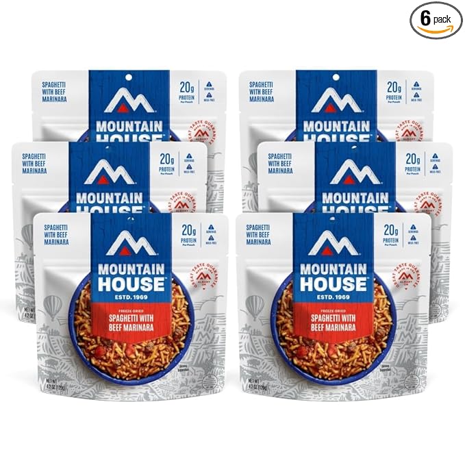 Mountain House Spaghetti with Beef Marinara Freeze Dried Backpacking & Camping Food |6-Pack