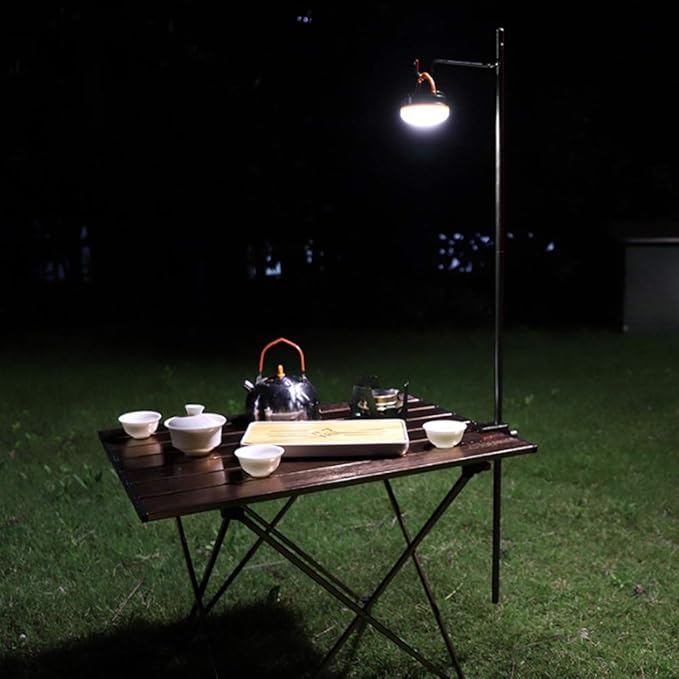 Fdit Portable Camping Light Holder, Black Aluminum Alloy Folding Light Bracket Stand Outdoor