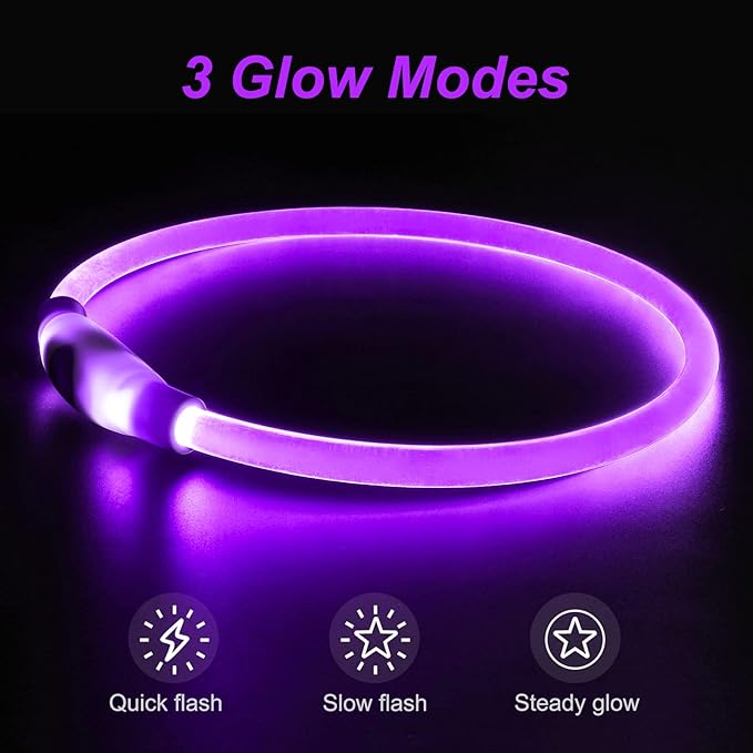 Light Up Dog Collars, USB Rechargeable Dlitk LED Dog Collar 1 Count, TPU Cuttable Size Glow Collar