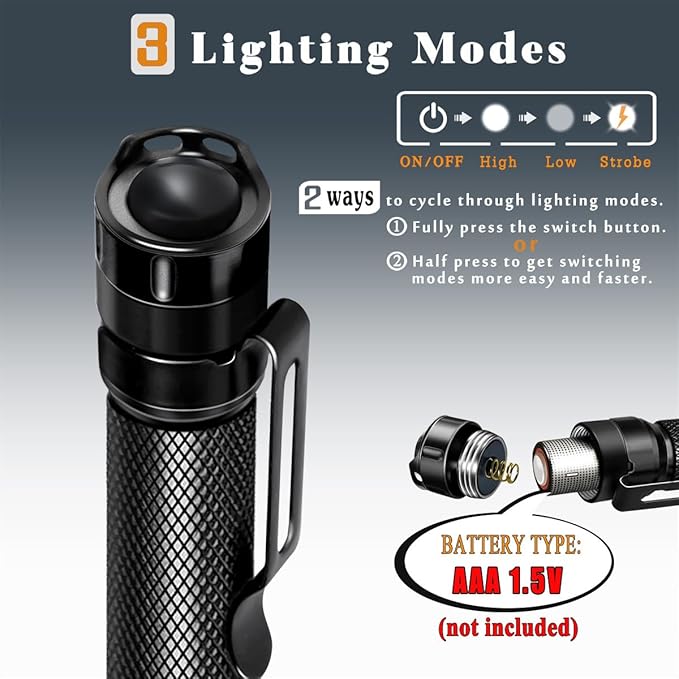 Pen Light Flashlight 3 Modes Mini Small Flashlights Tactical LED Powerful High Lumens with