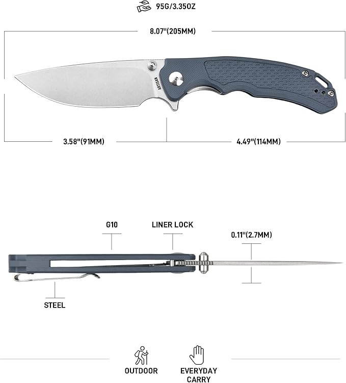 ARTISANCUTLERY Tradition V2 Pocket Knife, 3.58" S35VN Steel Blade with G10 Handle for Men