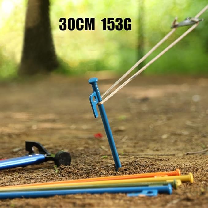 4Pcs Heavy-Duty Forged Steel Tent Stakes, 12in, with Storage Pouch ??Ideal for Rocky Terrain