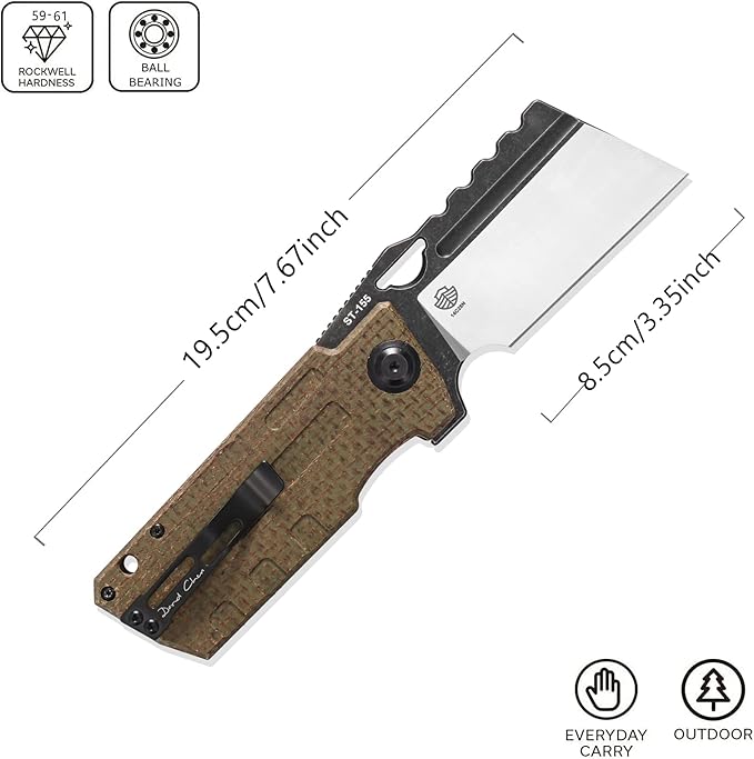 Sitivien ST155 Folding Knife,Sandvik 14C28N Steel Blade,Micarta Handle EDC Tool Knife Pocket Knife
