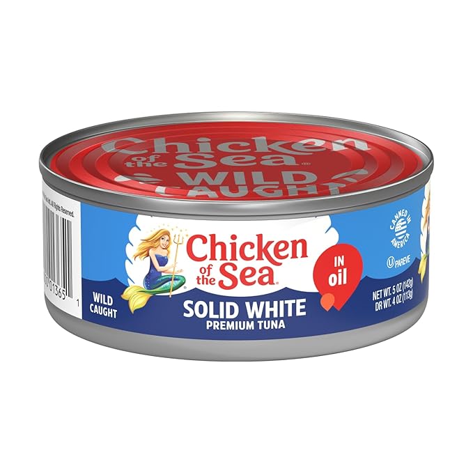 Chicken of the Sea Solid White Albacore Tuna in Oil, Wild Caught Tuna, 5-Ounce Can (Pack of 24)