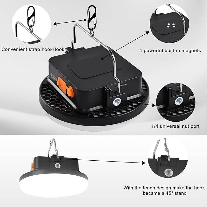 10000mAh 30W Rechargeable Camping Light with Remote 2500LM 2700/4000/6500K LED Camping Lantern