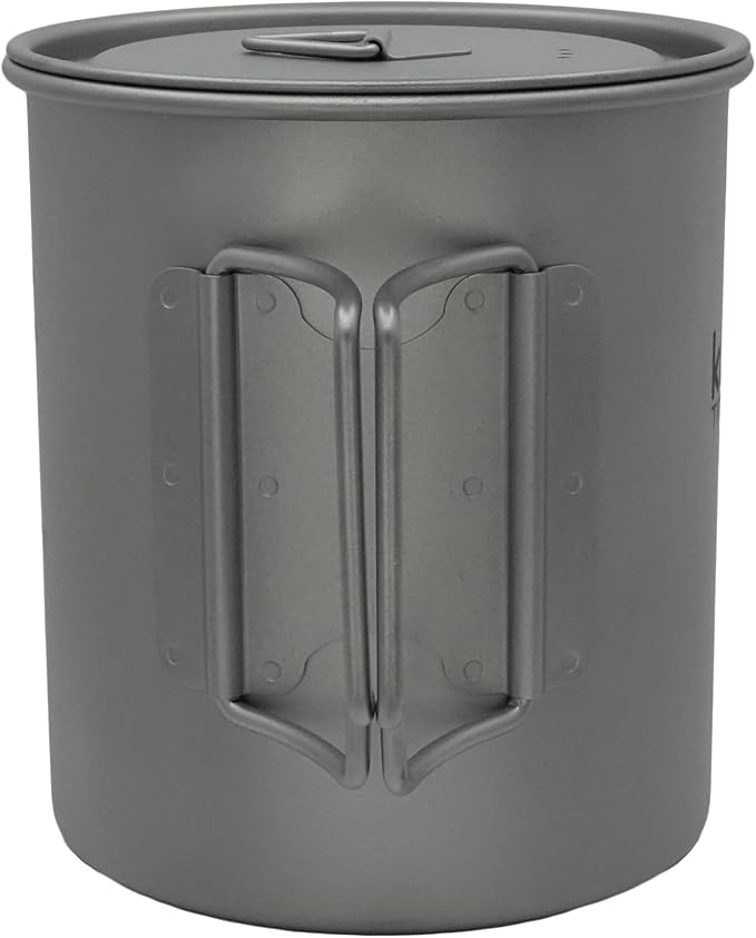 Kuvik Titanium Pot with Lid 750ml (25.4 oz) - Ultralight and Compact Pot for Backpacking, Camping