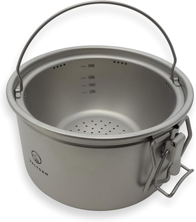 Valtcan 2000ml Titanium Rice Cooker Pot Home and Camping Backpacking Bento Lunch Box with locking