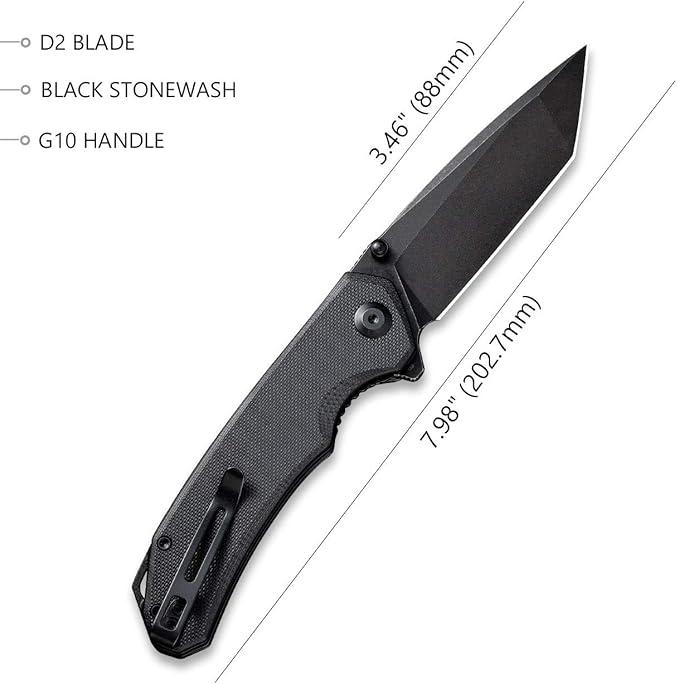 CIVIVI Brazen Folding Pocket Knife,3.5-Inch Tanto D2 Plain Blade,G-10 Outdoor Camping Hiking Knife