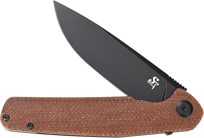 Sitivien ST102 Folding Knife, D2 Steel Blade+Micarta Handle EDC Tool Knife for Outdoor, Camping