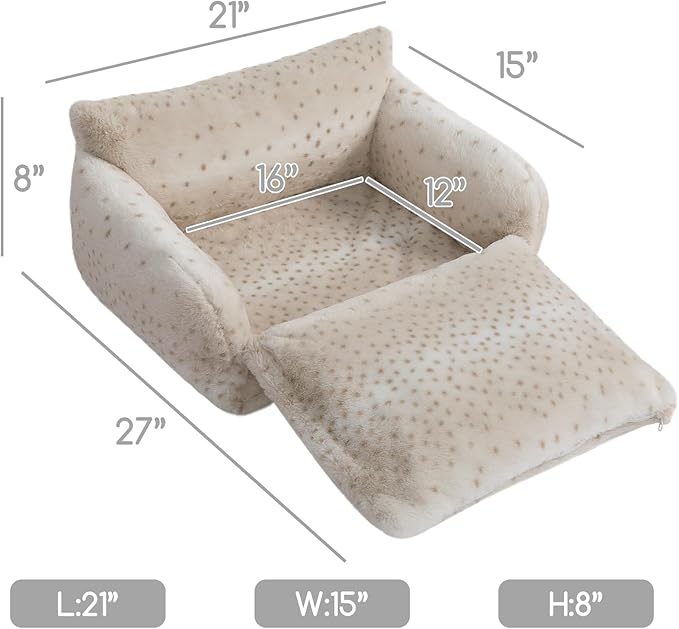 Hollypet Cat Bed Fluffy Plush Mutifuctional Double-Layer Soft Pet Couch Orthopedic Sofa Nest Beds