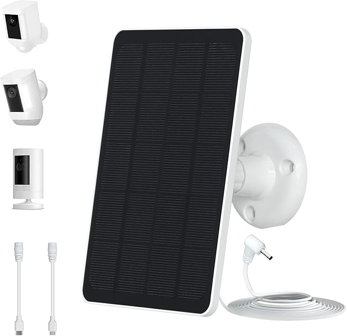 5W Solar Panels for Security Cameras - Compatible with Ring Spotlight Cam(Battery), Ring Stick Up
