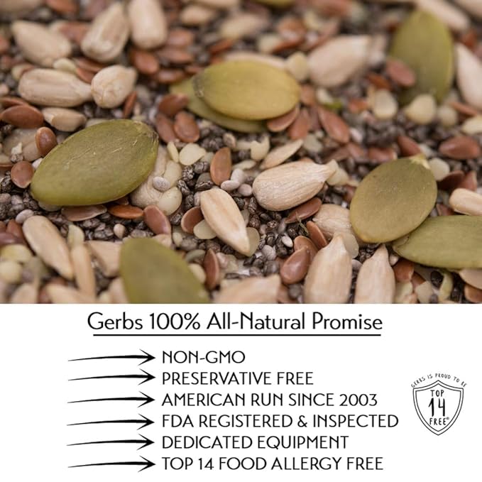 Gerbs Super 5 Seed Snack Mix 14 oz. | Raw, No Additives, Resealable Bag | Crunchy Pumpkin