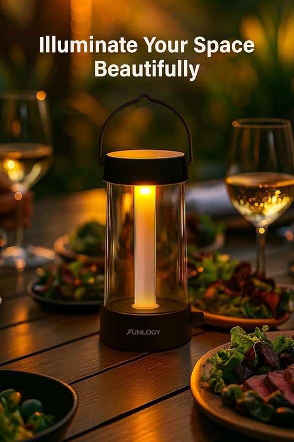 Lantern - Rechargeable LED Camping Lantern, Vintage 360° Dimmable Light , 4000mAh Power Bank, High